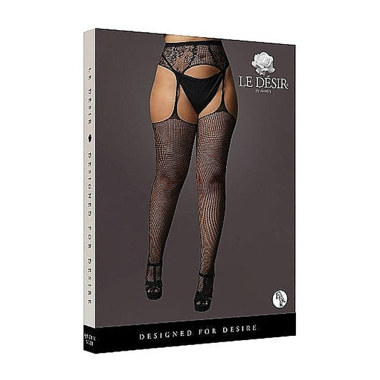 Fishnet and Lace Garterbelt Stockings by Shots Toys - Hosiery