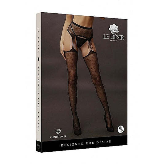 Le Désir Suspender Rhinestone Pantyhose by Shots Toys - Hosiery