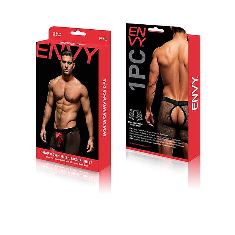 Snap Down Mesh Boxer Brief by Envy Menswear - Mens Briefs And Boxers