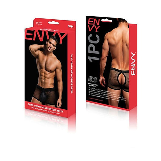Snap Down Mesh Boxer Briefs by Envy Menswear - Mens Briefs And Boxers
