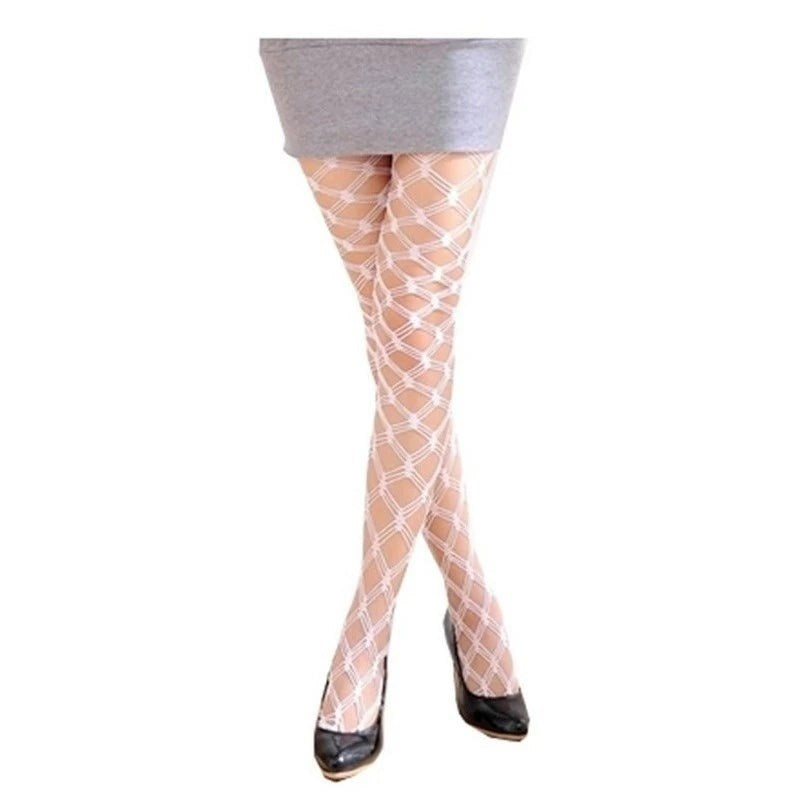 Millie Lingerie Women Fishnet Leg Stockings Diamond Pattern White - - Realistic Butts And Vaginas