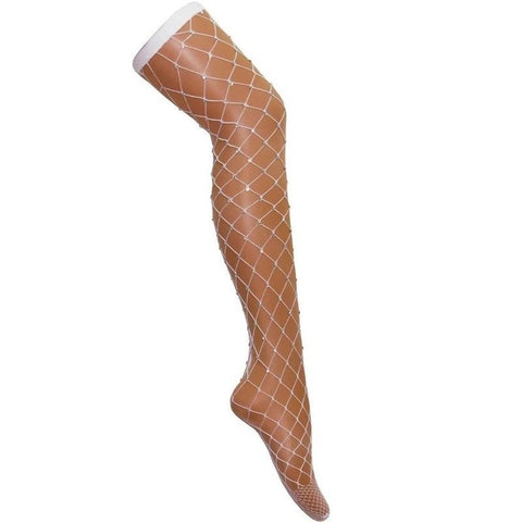 Millie Lingerie Women Fishnet Leg Stockings Diamond Pattern White - Realistic Butts And Vaginas