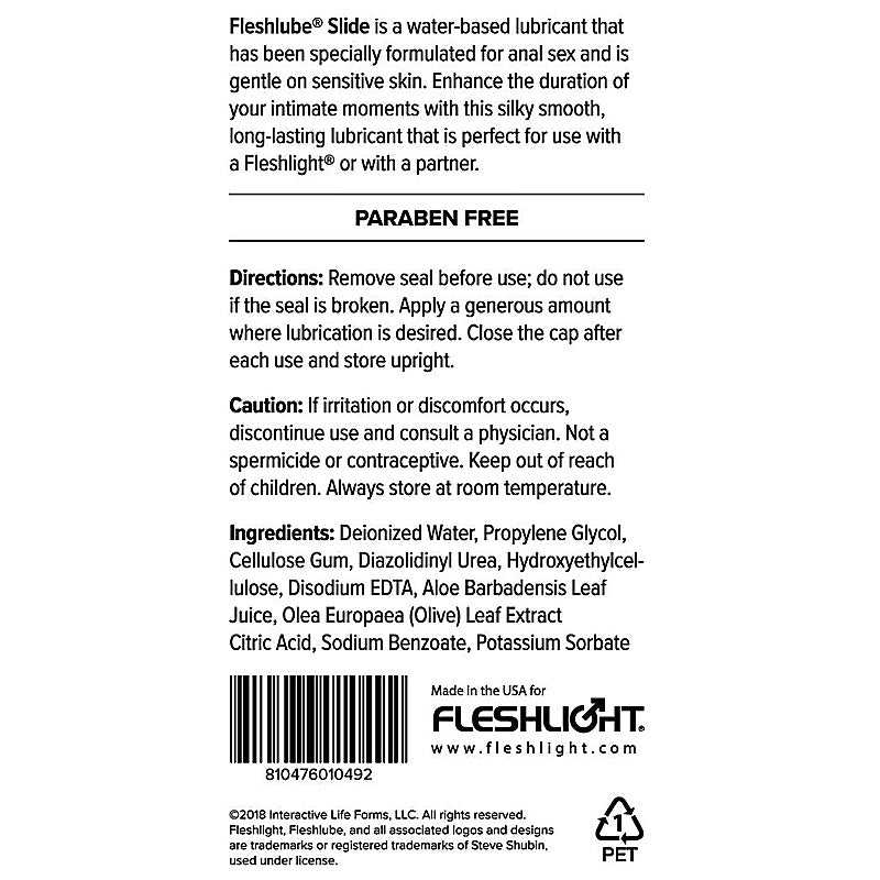 Fleshlight Fleshlube Slide Anal Lube Thick Gel Formula for Comfort - Water Based Lubes