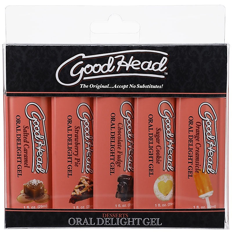 Doc Johnson GoodHead Oral Delight Gel 5 Pack Chocolate Flavored Oral Sex Gel - Water Based Lubes