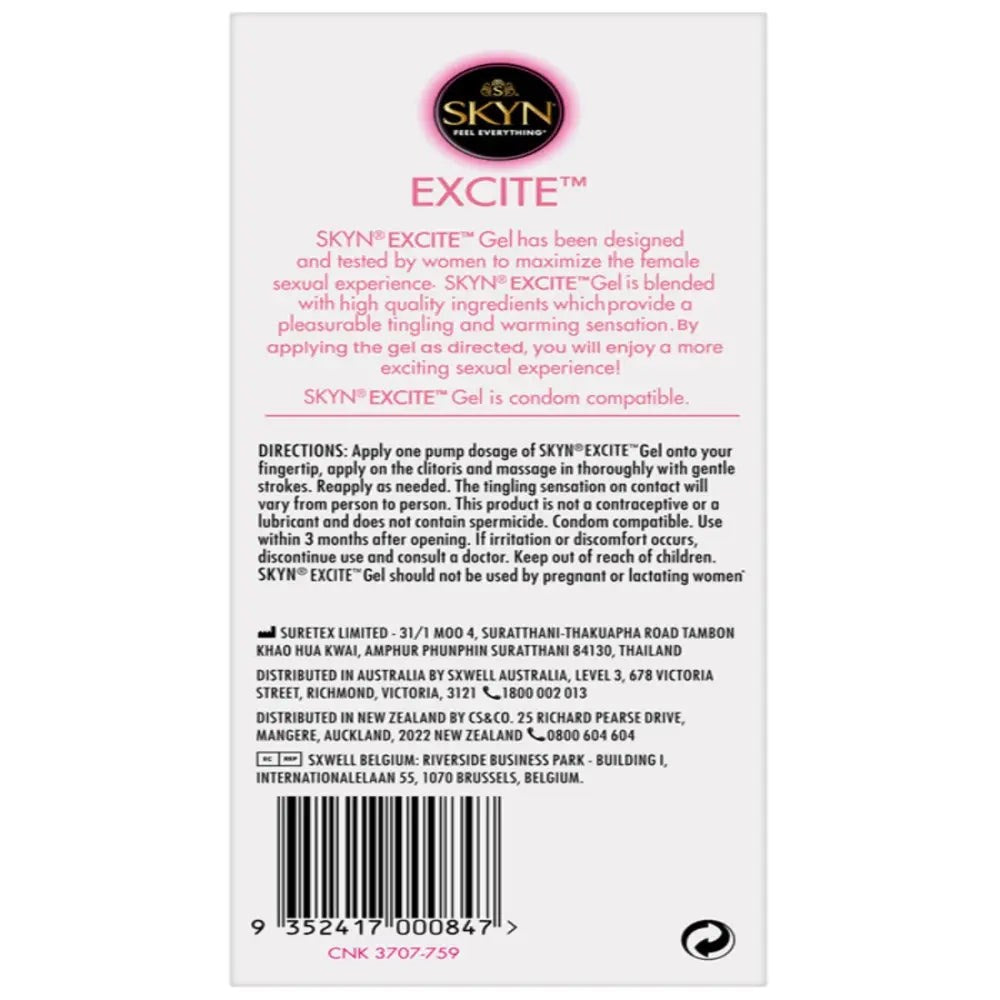 Ansell Skyn Excite Gel For Her Arousal Enhancement Lubricant - - Water Based Lubes