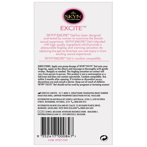 Ansell Skyn Excite Gel For Her Arousal Enhancement Lubricant - Water Based Lubes