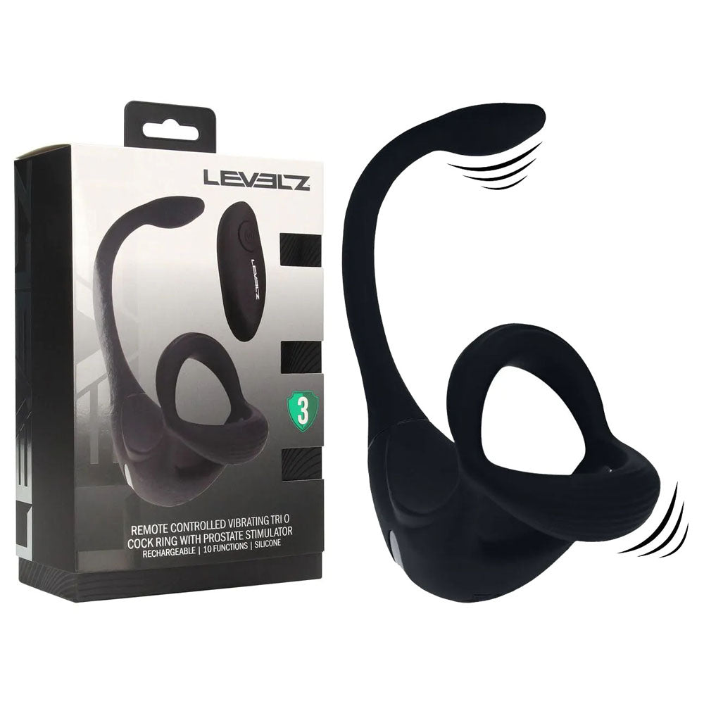 LEVELZ Vibrating TriO Cock Ring with Prostate Stimulator - - Vibrating Cock Rings