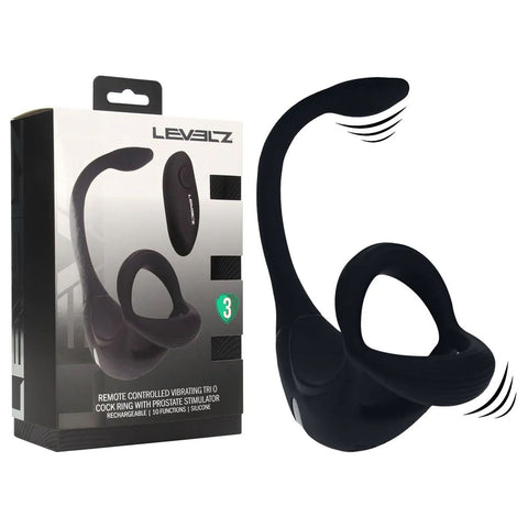 Levelz Vibrating Tri O Cock Ring with Prostate Stimulator - Vibrating Cock Rings