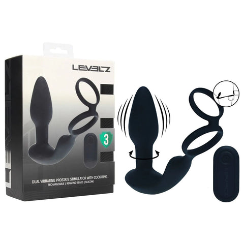 Levelz Dual Motor Prostate Stimulator with Cock Ring - Prostate Toys