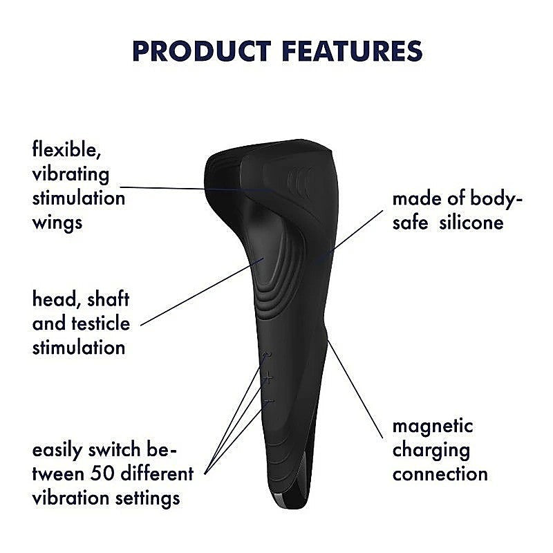 Men Wand 50 Functions Waterproof Masturbator By Satisfyer - Masturbators and Strokers