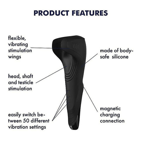 Men Wand 50 Functions Waterproof Masturbator By Satisfyer - Masturbators and Strokers