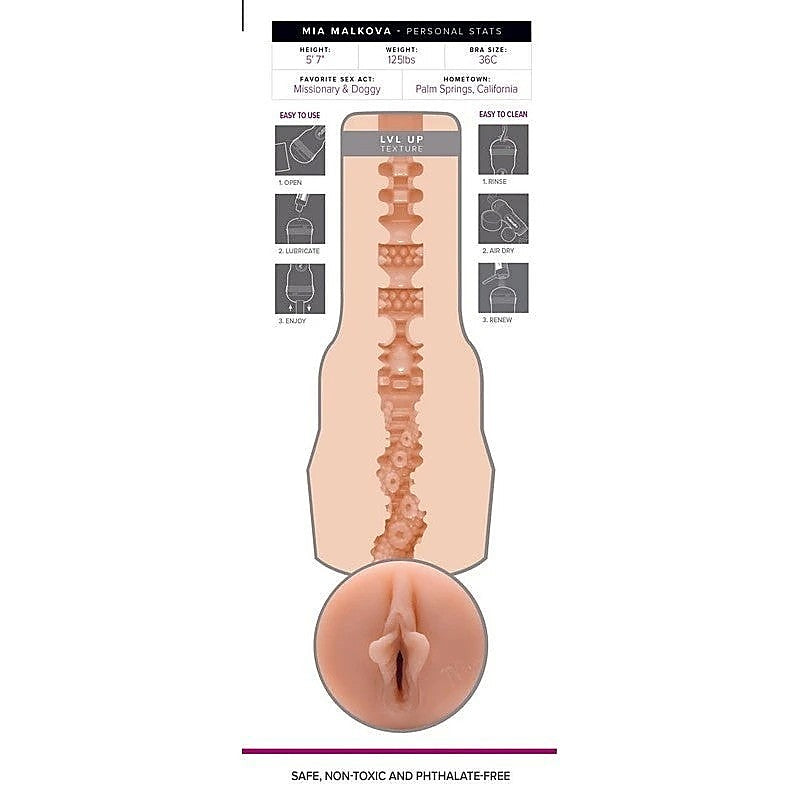 Fleshlight Girls Mia Malkova Lvl Up Mens Masturbator Sleeve with Rebel Texture - Fleshlight Male Masturbators
