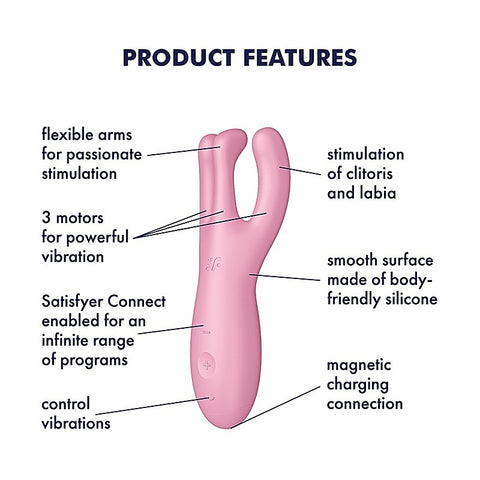 Threesome 4 App Controlled Vibrating Clitoral Massager - Clit Ticklers and Pulsators