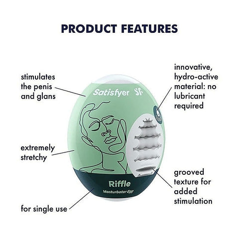 Riffle Mens Pleasure Masturbator Egg by Satisfyer - Masturbators and Strokers