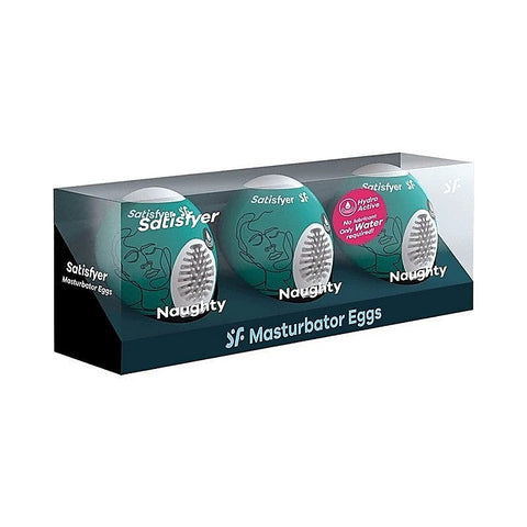 Naughty 3 Pack Male Masturbator Eggs by Satisfyer - Masturbators and Strokers