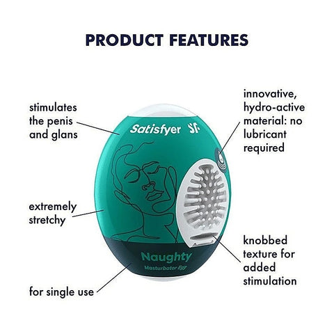 Naughty Male Pleasure Masturbator Egg by Satisfyer - Masturbators and Strokers