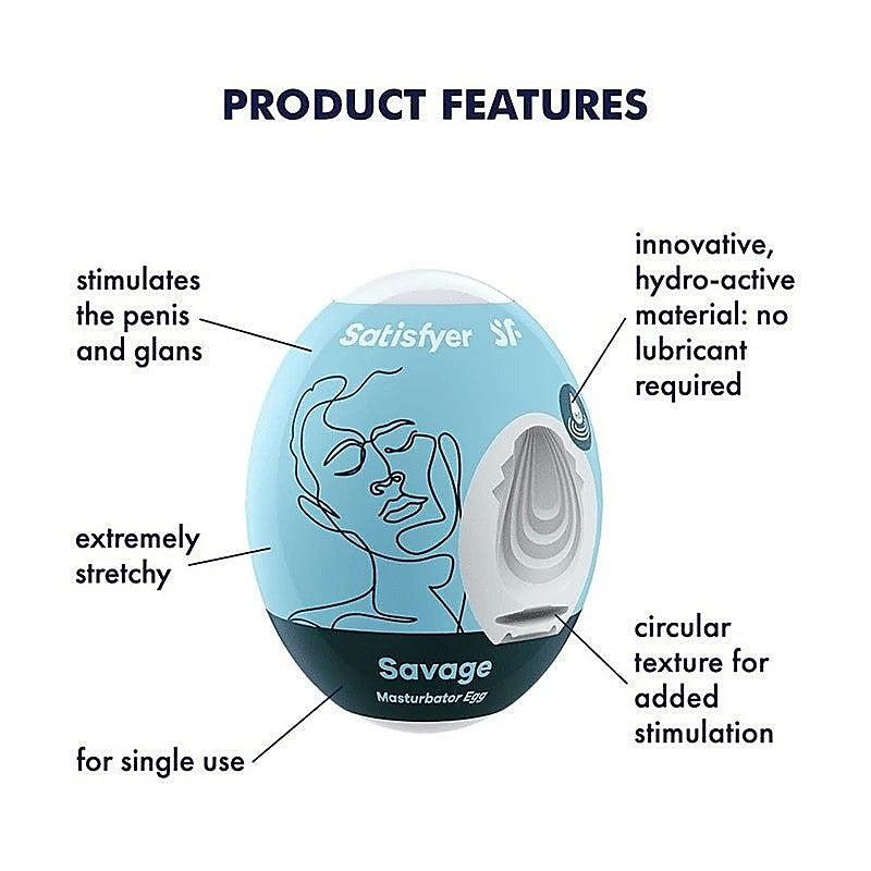 Male Masturbator Eggs Savage by Satisfyer - Masturbators and Strokers