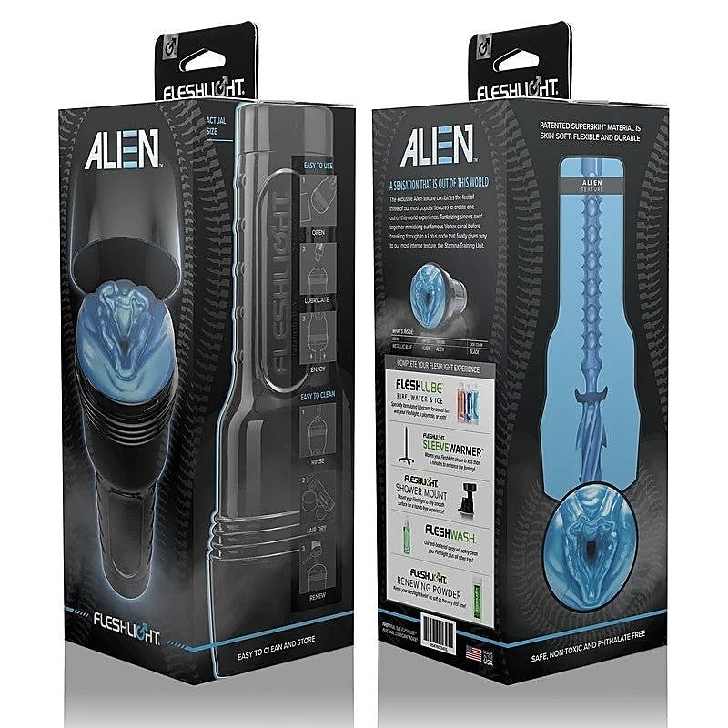 Freaks Alien Blue Metallic Male Masturbator by Fleshlight - Realistic Butts And Vaginas