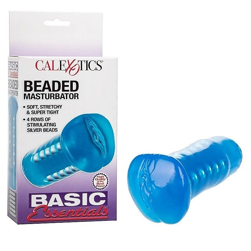 Basic Essentials Beaded Male Pleasure Masturbator - Masturbators and Strokers