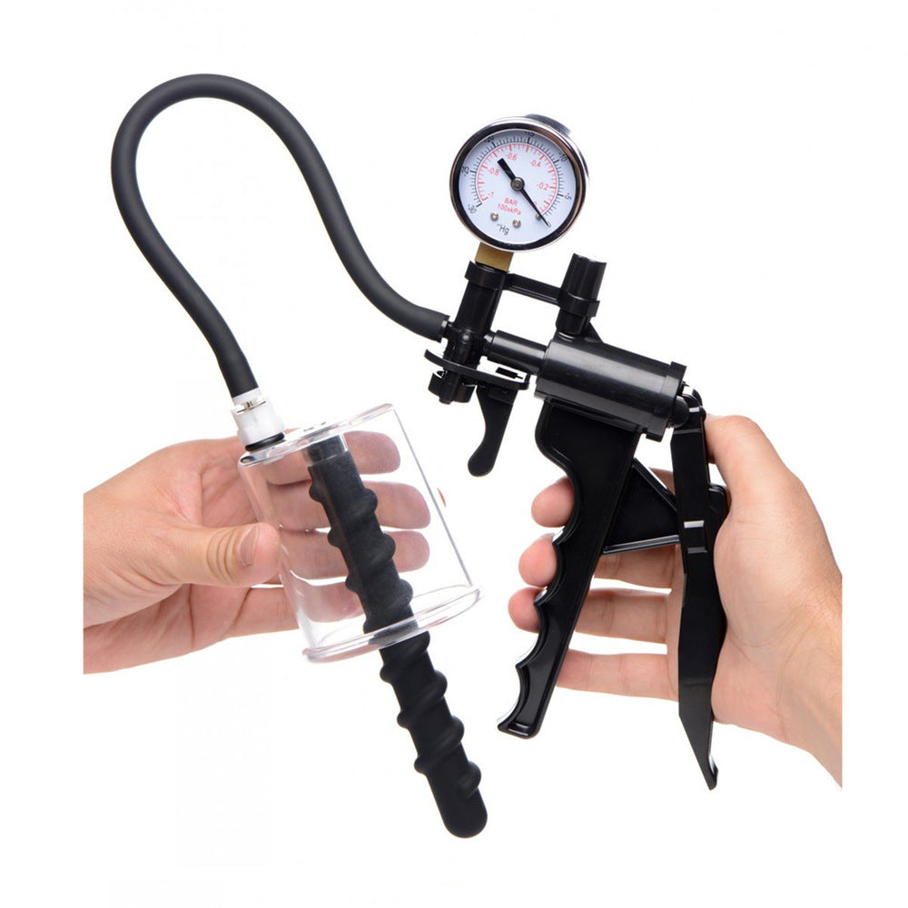 BDStyle Rosebud Vacuum Anal Pump With Swirl Anal Bead - Black - Anal Beads and Balls