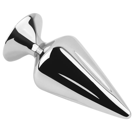 Hells Couture Stainless Steel Cone Butt Plug Silver - Steel Sex Toys