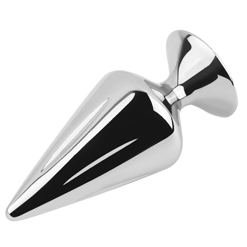 Hells Couture Stainless Steel Cone Butt Plug Silver - Steel Sex Toys