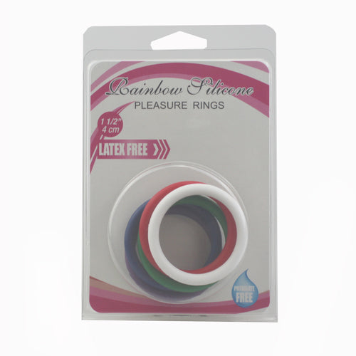 Rainbow Silicone Pleasure Rings 5 pack - - Stretchy Cock Rings