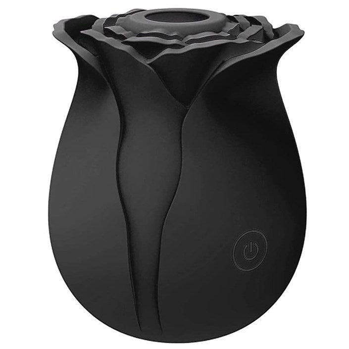 BDStyle Rose Suction Vibrator Dual Action Clitoral Stimulation - Black - Clit Ticklers and Pulsators