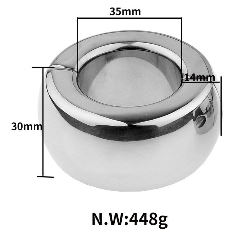 Hells Couture Magnetic Split Ring Steel Stretcher Weights Penile Sensation - Small - Steel Sex Toys