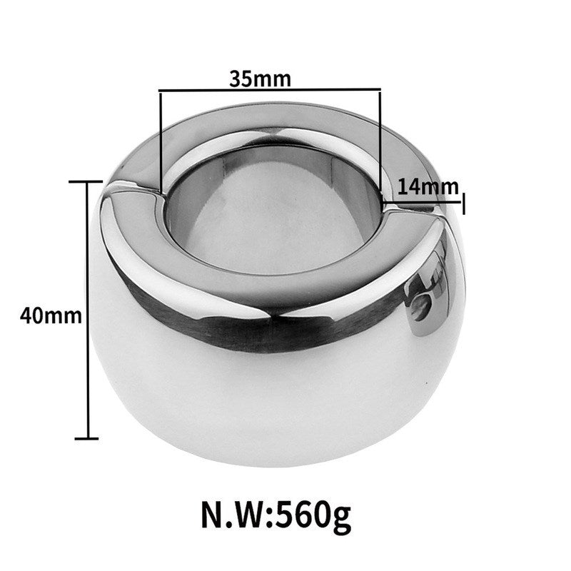 Hells Couture Magnetic Split Ring Steel Stretcher Weights Penile Sensation - Medium - Steel Sex Toys