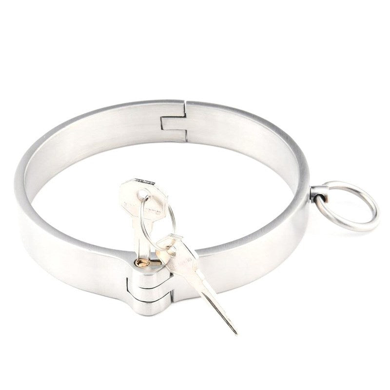 Hells Couture Stainless Steel Collar with Movable O Ring Key Lock - Collars and Leads