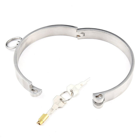 Hells Couture Stainless Steel Collar with Movable O Ring Key Lock - Collars and Leads
