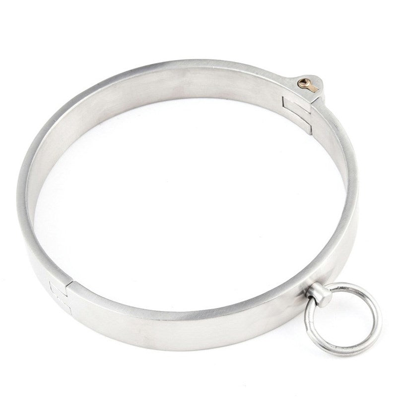 Hells Couture Stainless Steel Collar with Movable O Ring Key Lock - Collars and Leads