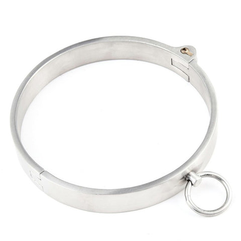Hells Couture Stainless Steel Collar with Movable O Ring Key Lock - Collars and Leads