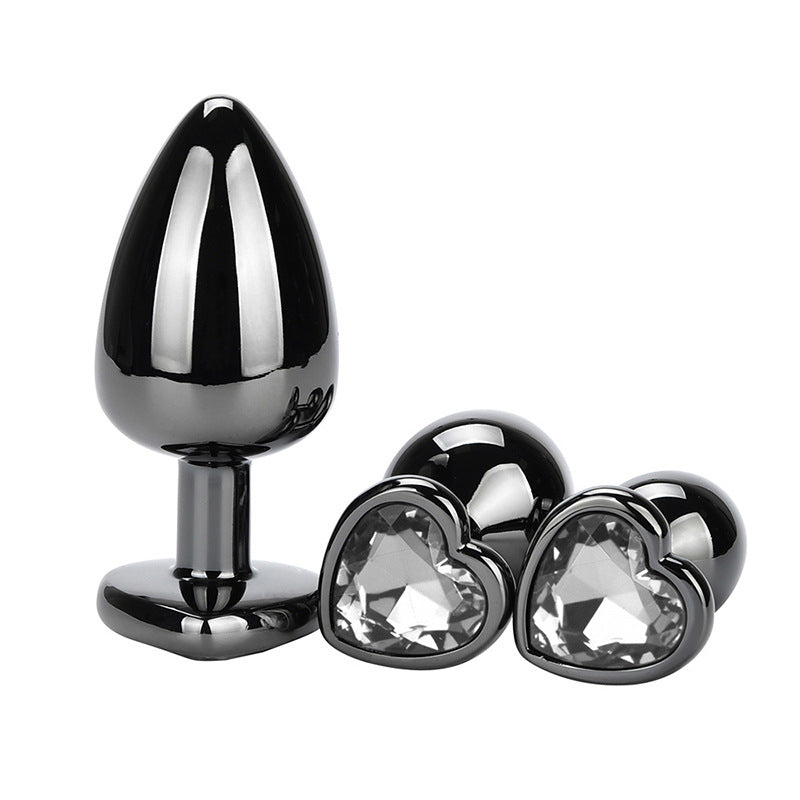 BDStyle Heart Jeweled Black Stainless Steel Butt Plug Small Premium Design - Butt Plugs