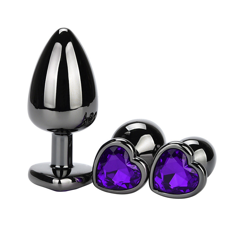 BDStyle Heart Jeweled Black Stainless Steel Butt Plug Small Premium Design - Butt Plugs