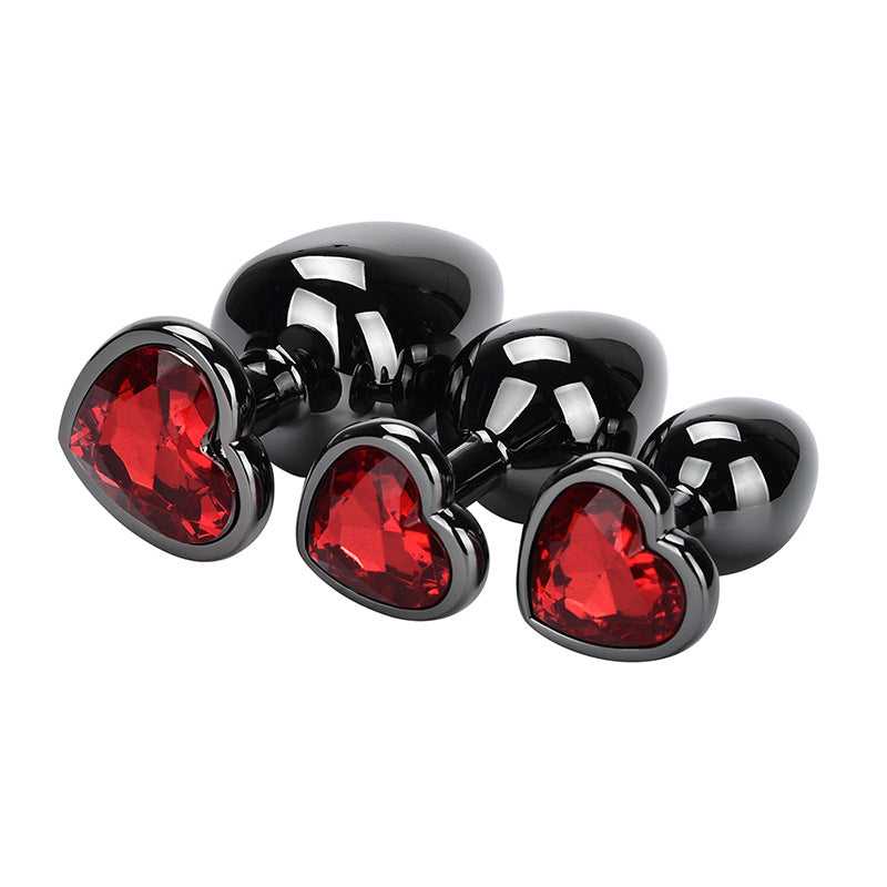 BDStyle Heart Jeweled Black Stainless Steel Butt Plug Small Premium Design - Butt Plugs
