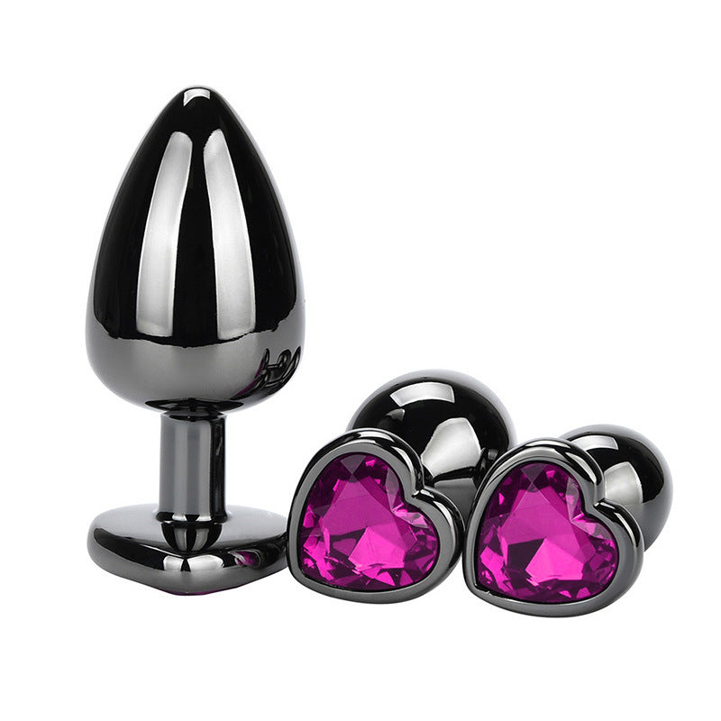 BDStyle Heart Jeweled Black Stainless Steel Butt Plug Small Premium Design - Butt Plugs
