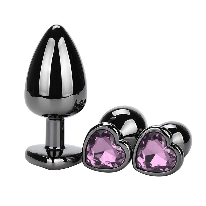 BDStyle Heart Jeweled Black Stainless Steel Butt Plug Small Premium Design - Butt Plugs