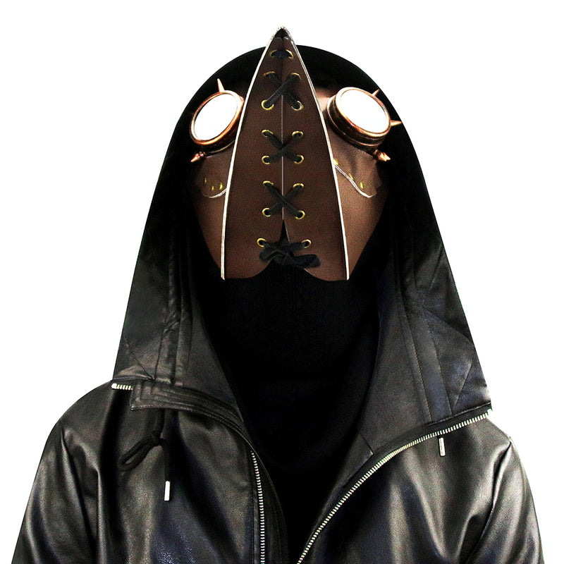 BDStyle Brown PU Leather Rivet Spike Bird Beak Mask - Masks And Blindfolds