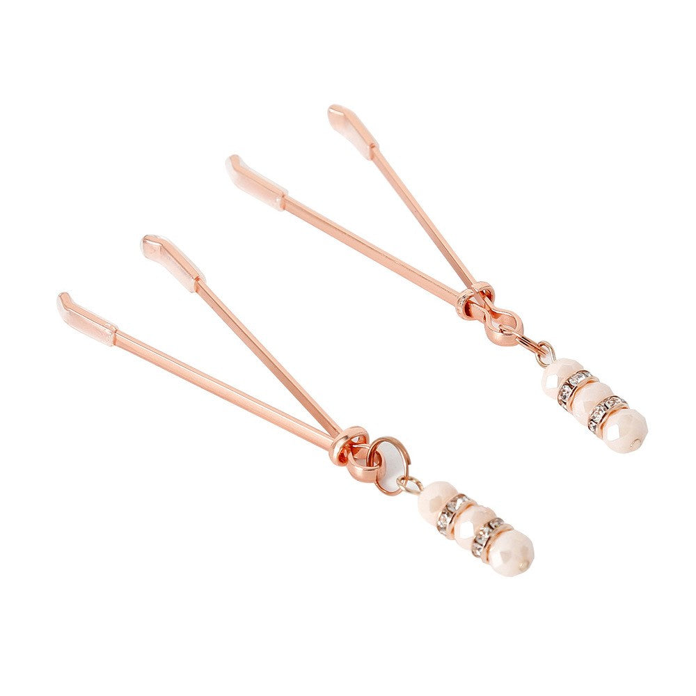 BDStyle Nipple Clamp With Crystals Adjustable Pressure Control - Luxury Sex Toys