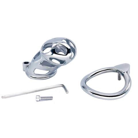 BDStyle Long Cobra Metal Chastity Cage Silver - Male Chastity