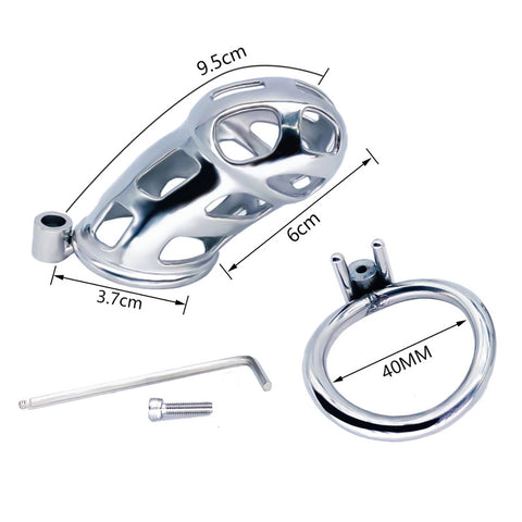 BDStyle Long Cobra Metal Chastity Cage Silver - Male Chastity