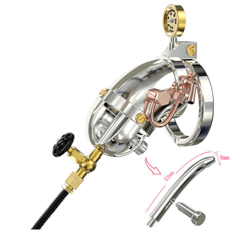 BDStyle Steampunk Male Cock Cage Medium With Different Ring Size and Urethral Tube - Male Chastity