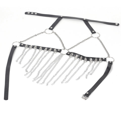 BDStyle Leather Chain Bra and G String Set - Her Fetish