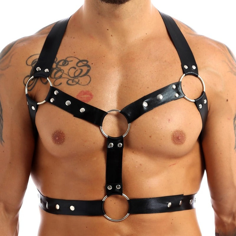 BDStyle Chest Harness Punk Costume Straps with O Rings - Default Title - Cuffs And Restraints