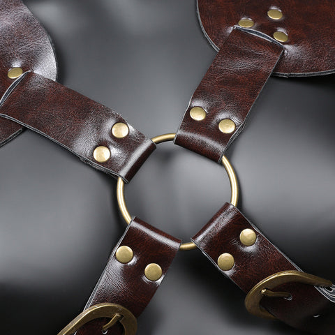 BDStyle Unisex Brown PU Leather Vintage Armor - Cuffs And Restraints