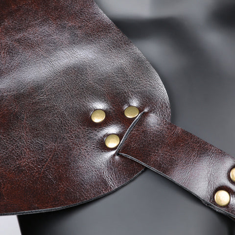 BDStyle Unisex Brown PU Leather Vintage Armor - Cuffs And Restraints