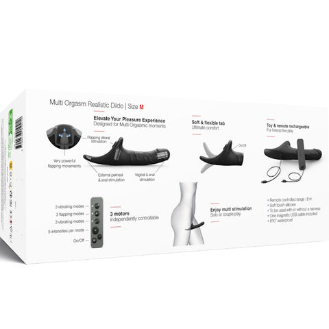 STRAP-ON-ME Multi Orgasm Realistic Strap On Dildo Black - Strap On Sextoys