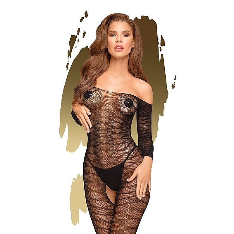 Dreamy Diva Sheer Bodystocking With Open Crotch - Body Stockings